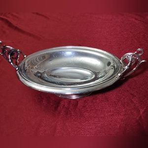 Silver Plate Decorative Bowl With Scrolling Handles